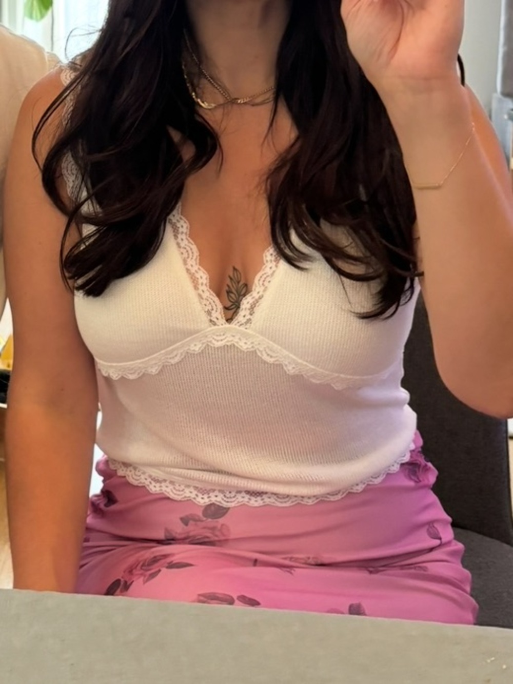 Princess Polly White Lace-Trim Ribbed Camisole